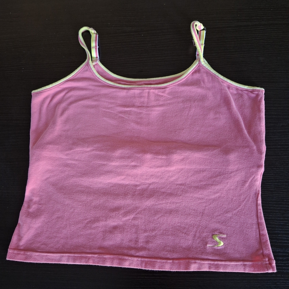 Pink Top with Yellow Trim And Built In Bra